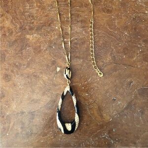 St. John Black, Gold and Crystal Necklace.